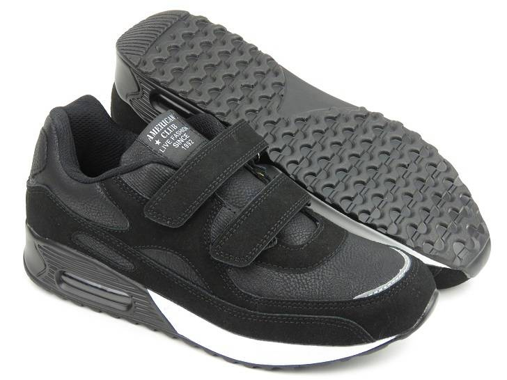Buty sportowe młodzieżowe na rzepy - AMERICAN CLUB ES93/22, czarne