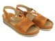 Skórzane sandały damskie na delikatnym koturnie - HELIOS Komfort 125, jasnobrązowe