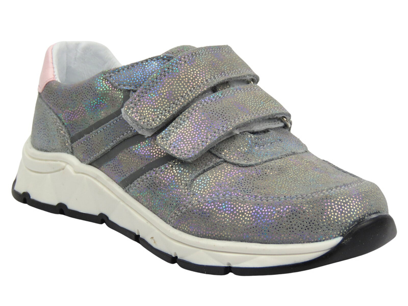 Buty sportowe dziecięce na rzepy - Jamet 395, srebrne