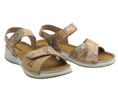 Sandały damskie na rzepy piaskowe INBLU SD-02