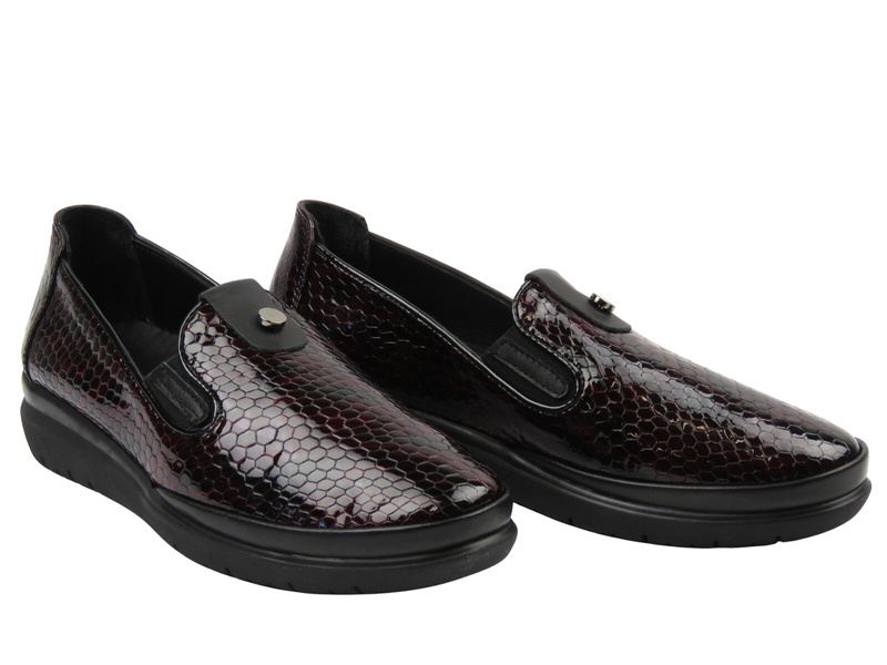 Stylowe półbuty damskie Nika Komfort 0452-156MSN, burgun