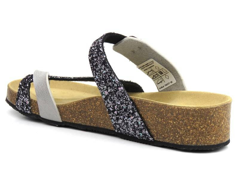 Klapki damskie, japonki na grubej podeszwie - Brinkmann 700177, srebrne