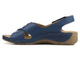 Skórzane sandały damskie ze skrzyżowanymi paskami - HELIOS Komfort 229-1, granatowe