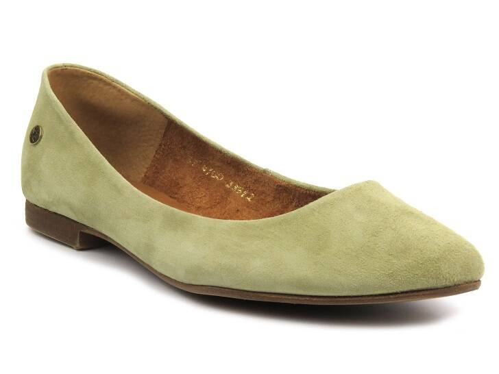 Skórzane baleriny polskiego producenta - MACIEJKA 4100S-24, oliwkowe 