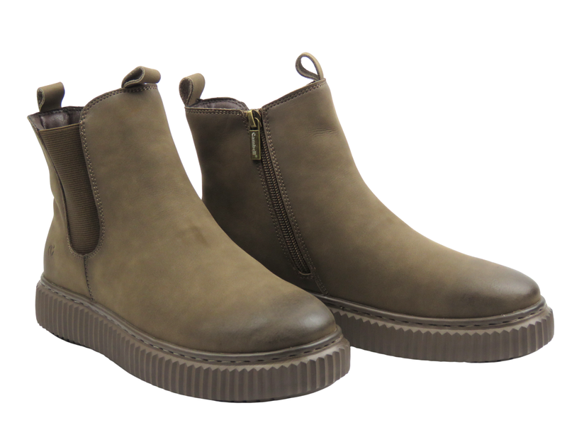 Skórzane botki damskie brąz Cambell 25-19340