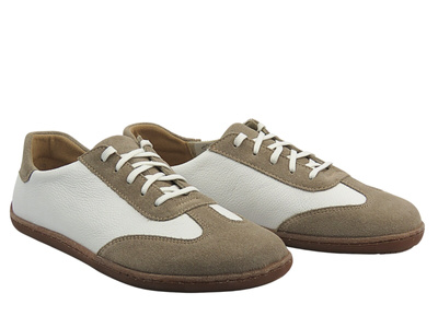 Skórzane półbuty barefoot damskie biało-beżowe Nika Komfort 1429 tegość H