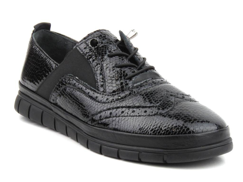 Sneakersy damskie ze skóry naturalnej- VENEZIA 234419-1, czarne
