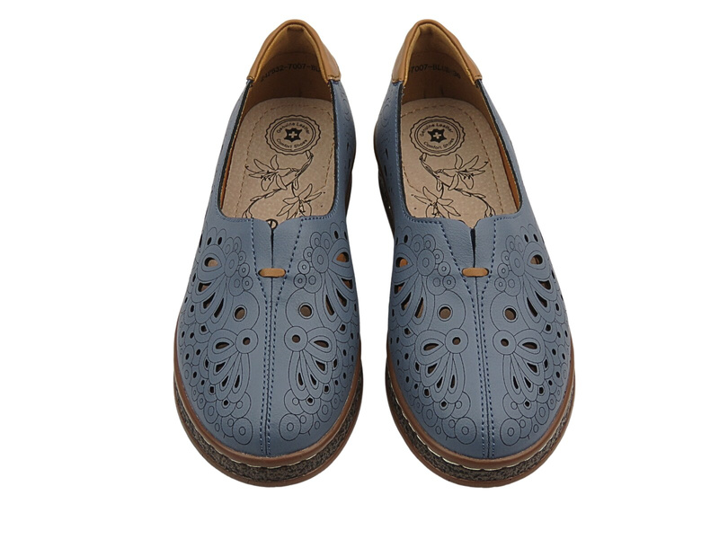 Skórzane Półbuty damskie granatowe Nika Komfort 24PB32-7007