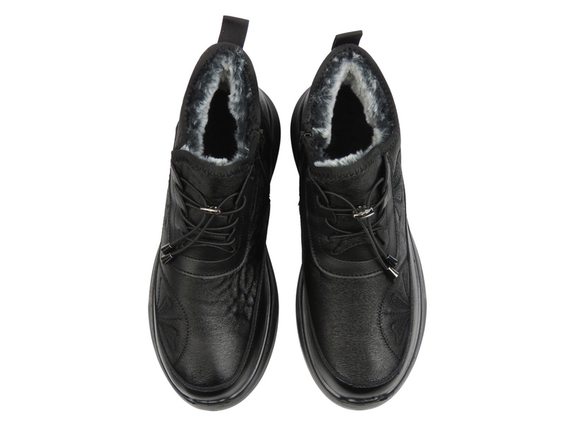 Ocieplane botki damskie - Potocki 25-16355, czarne