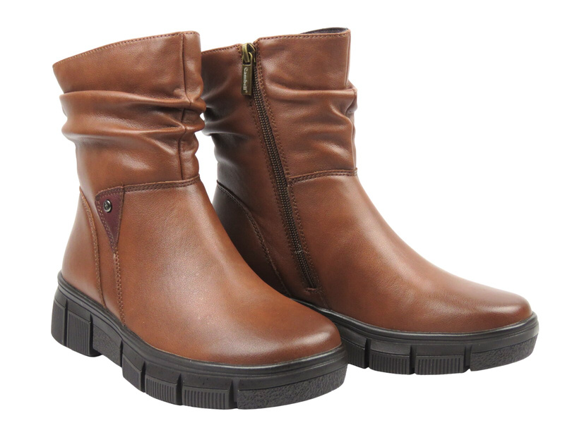 Stylowe, ocieplane botki damskie Cambell 25-19304, brązowe
