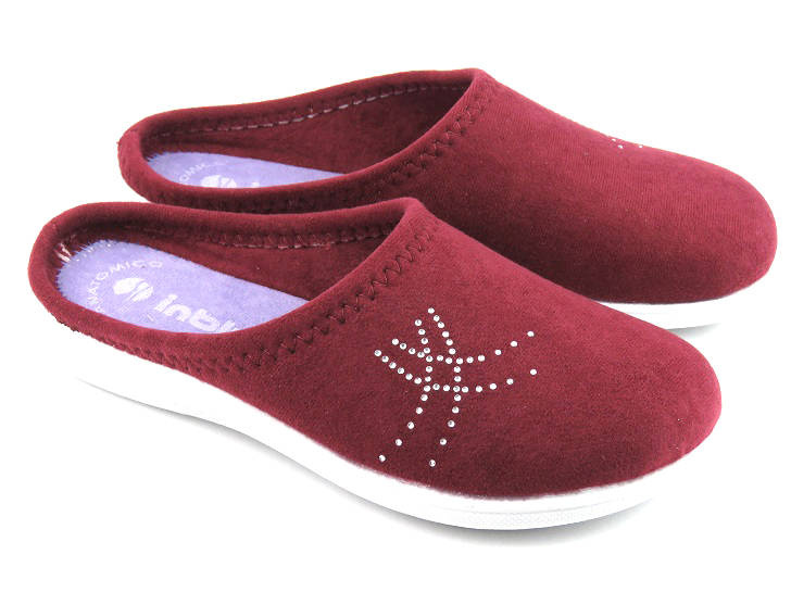 Kapcie damskie z ozdobnymi kryształkami - INBLU BS-46, śliwkowe