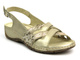 Skórzane sandały damskie - HELIOS Komfort 134, złote