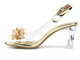 Silikonowe sandały damskie na obcasie - S. Barski MR-C1, złote