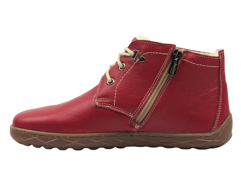 Wygodne, wełniane botki damskie BareFoot - Helios Komfort 501P, czerwone
