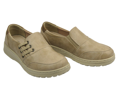 Wsuwane półbuty damskie beżowe Potocki 25-90338