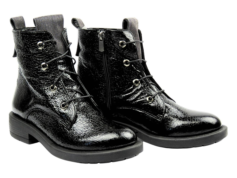 Botki Damskie Skórzane Venezia 00101436R Czarne Wsuwane