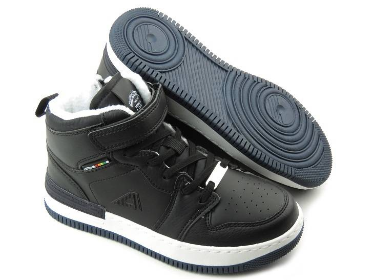 Buty zimowe dziecięce z grubym polarem - AMERICAN CLUB ES104/22, czarne