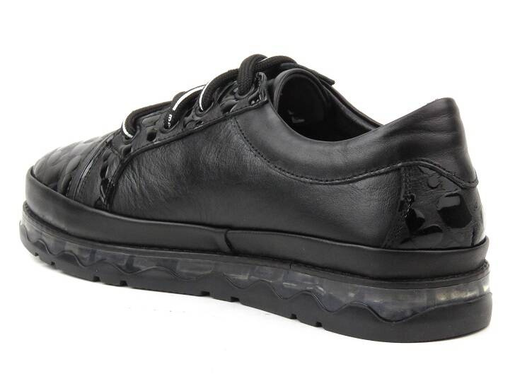 Komfortowe półbuty damskie skórzane - MANITU 850107-01, czarne