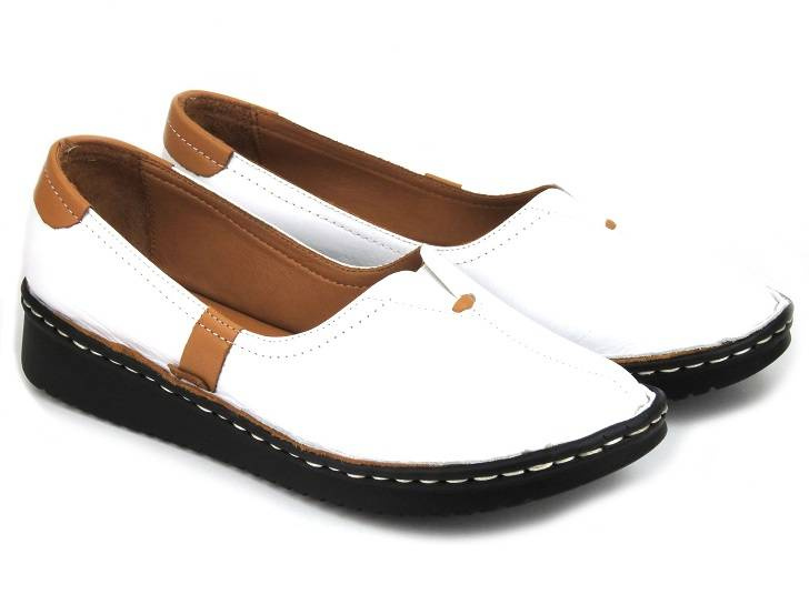 Półbuty damskie skórzane - Artiker 50C0341, białe