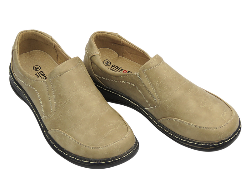 Wygodne półbuty damskie wsuwane beżowe UNISOFT 24PB02-7021