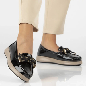 Skórzane półbuty, mokasyny damskie - Filippo DP6457/25, czarne