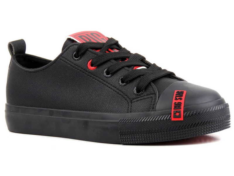 Czarne trampki damskie z czerwonymi wzorami - BIG STAR JJ274164
