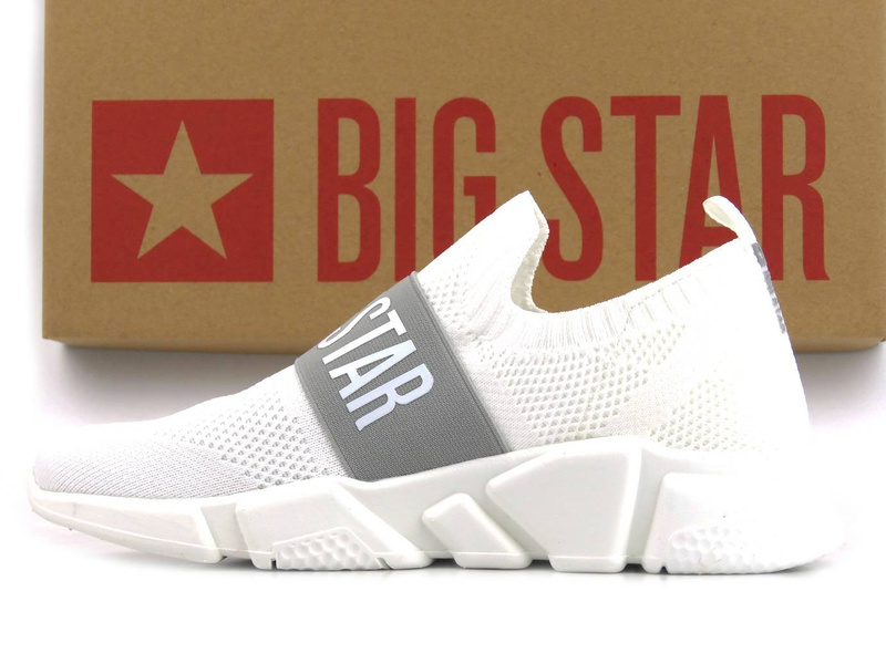 Wsuwane sneakersy damskie z przewiewnej tkaniny - BIG STAR JJ274297, białe