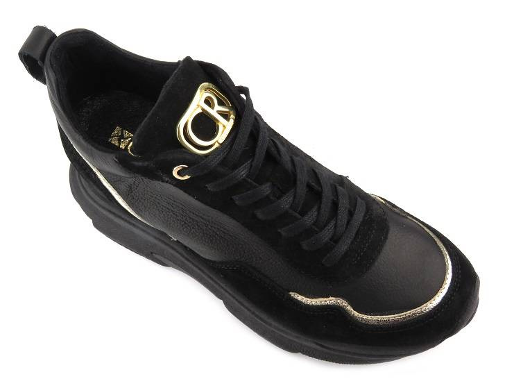 Sneakersy, buty sportowe damskie na ukrytym koturnie - CARINII B9061, czarne