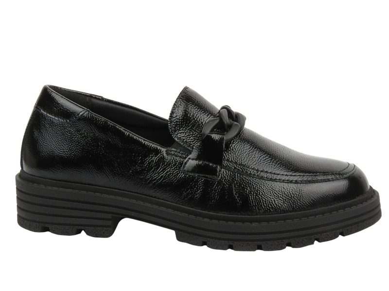 Wygodne, skórzane póbuty damskie - SOLIDUS 63113-00691-KELLY, czarne