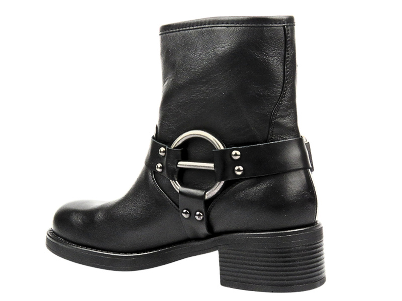 Botki Damskie Skórzane Venezia W014LEBLOBB008 Czarne Wsuwane