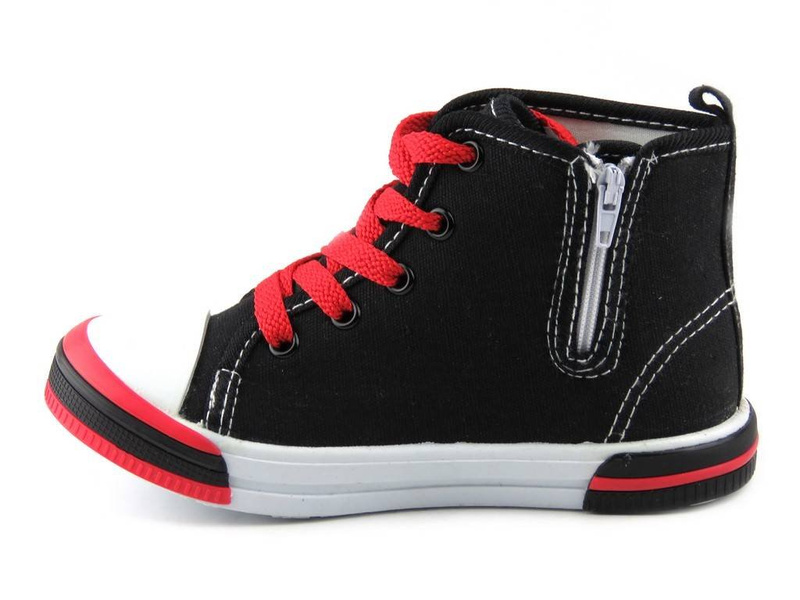 Wysokie trampki dziecięce z suwakiem - AMERICAN CLUB TEN 11/2014, czarne