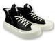 Skórzane sneakersy męskie za kostkę - JOHN DOUBARE 6119, czarne