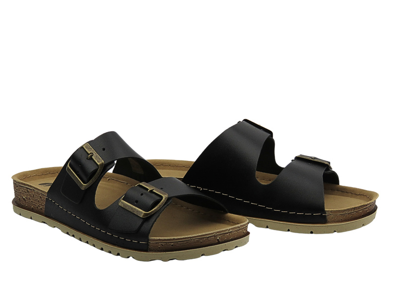 Klapki męskie z klamrami czarne Inblu RU-2I