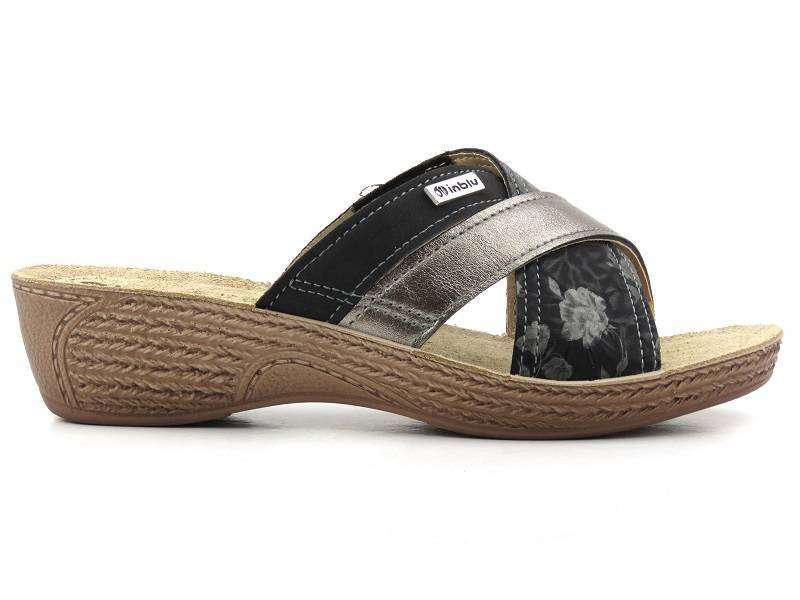 Klapki damskie z trzema paskami - Inblu GL-38, czarne