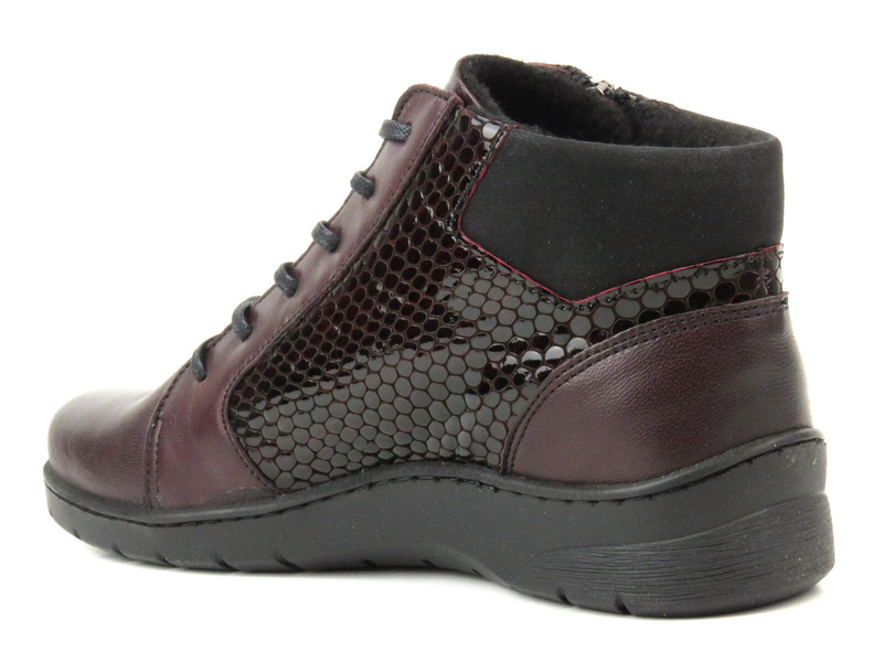 Wygodne botki damskie z zapięciem na suwak - AXEL Orthopedic 1765, bordowe