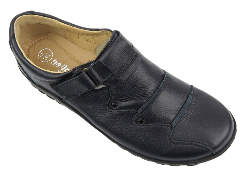 Wygodne półbuty damskie z miękkiej skóry granatowe Helios Komfort 780-2