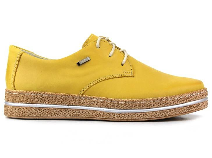 Półbuty damskie wiosenne a la espadryle - HELIOS Komfort 380, żółte