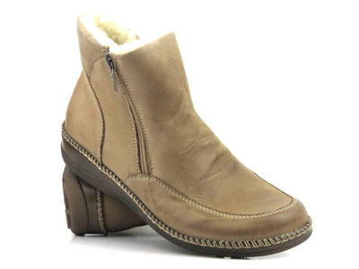 Wygodne, lekkie botki damskie z suwakiem - HELIOS Komfort 696, beżowe
