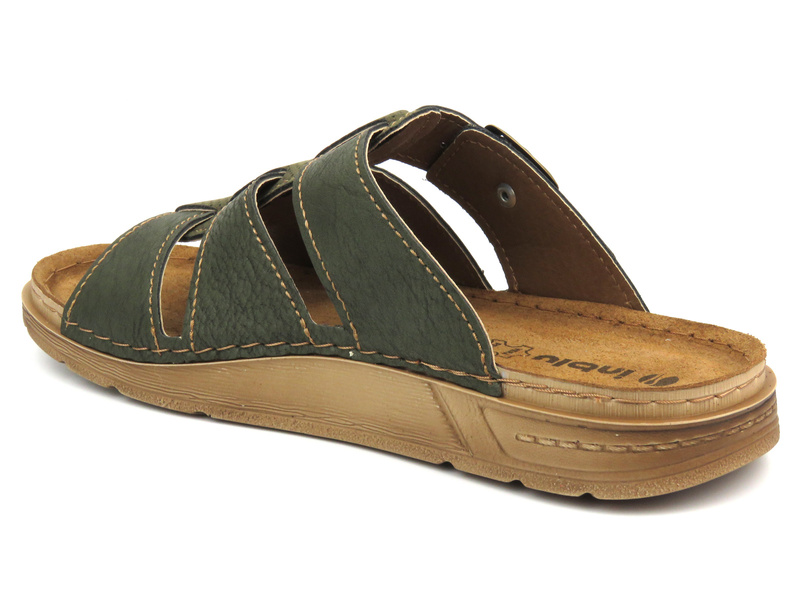 Wygodne klapki męskie na klamrę- INBLU DS-02, zielone