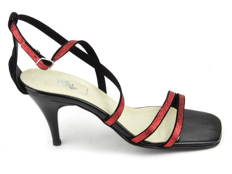 Skórzane sandały damskie w stylu retro - Iga 357/B, czerwone