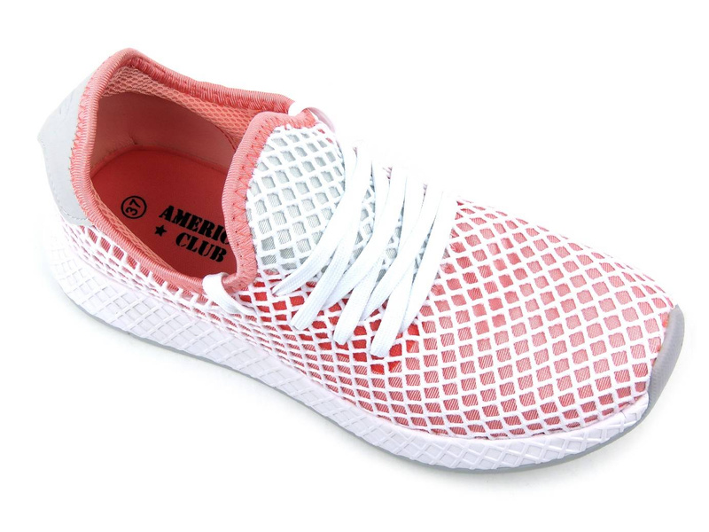 Buty sportowe, adidasy damskie - AMERICAN CLUB SP 06/20, biało-różowe