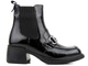 Lakierowane botki damskie na klocku - VENEZIA 13132401, czarne