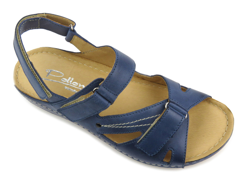 Wygodne sandały damskie skórzane - Pollonus 0773, niebieskie