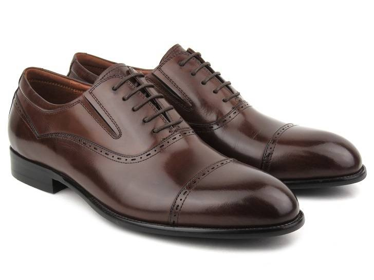 Eleganckie półbuty męskie, brogsy, oksfordy Brooman T83-294-AB44, brązowe