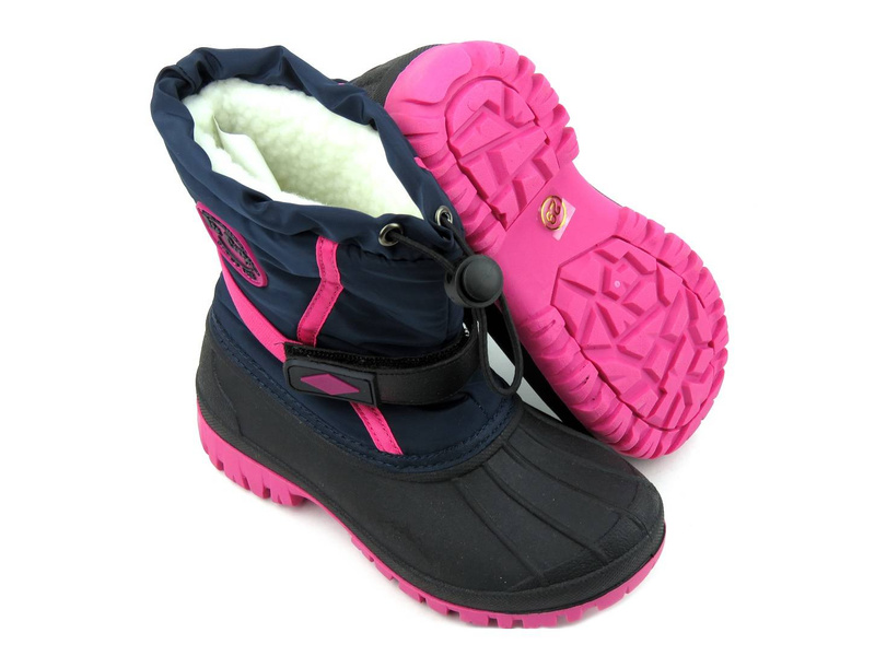 Śniegowce dziecięce ocieplane futerkiem - LEE COOPER LCJ-21-44-0522K, czarno-różowe