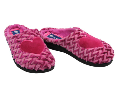 Miękkie kapcie damskie - INBLU KATE ,różowe z serduszkiem