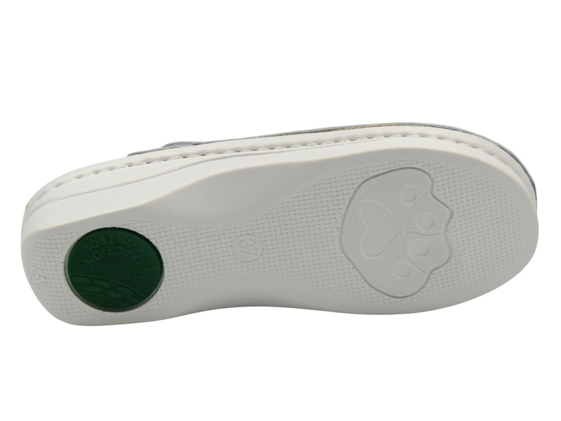 Skórzane klapki damskie z regulowanym paskiem białe Leon V260