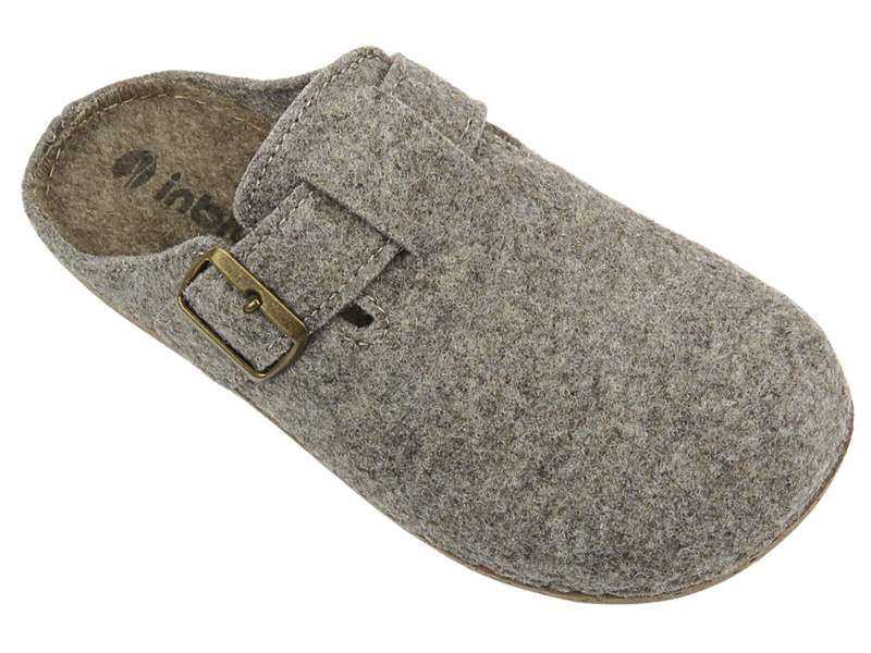 Filcowe Kapcie Męskie Ze Skórzaną Wkładką - INBLU MT-12 Beżowe Wsuwane