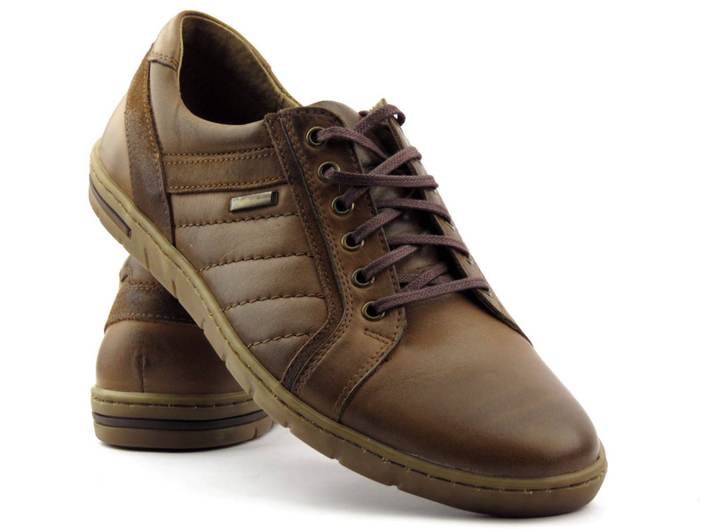 Skórzane półbuty męskie na co dzień - RIKO 933, brązowe