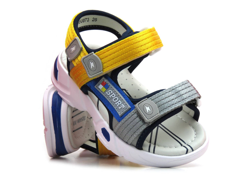 Sportowe sandały dziecięce ze skórzaną wyściółką - Weestep R167650873, żółte